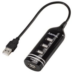 Hub USB Hama 39776, USB 2.0 HUB 1:4, černý