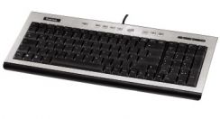 Klávesnice Hama 52221, Plochá multimediální klávesnice USB CZ/SK stříbrná hliník