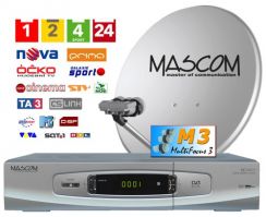 Satelitní komplet Mascom MC1101S/80M3 příjem tří družic (silver)