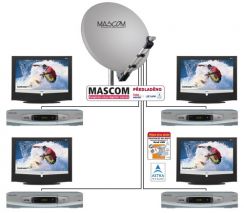 Satelitní komplet Mascom MC1101S/80MBL QUAD příjem dvou družic (silver)