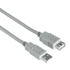 Kabel Hama 30618, USB kabel, typ A-A, prodlužovací, délka 3,0 m, šedý