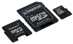 Paměťová karta SDHC Kingston 8GB, Class 4 + 2 adaptéry SD, mini SD