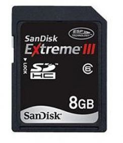 Paměťová karta SD Sandisk Extreme III 8GB, 20MB/s