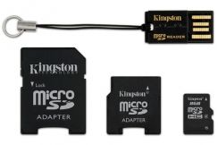 Paměťová karta Micro SDHC Kingston 8GB + 2 adaptéry + čtečka microSD Gen2