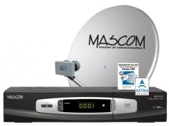 Satelitní komplet Mascom MC1101B/80MBL příjem dvou družic + karta CSLINK (roční)