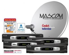 Satelitní komplet Mascom MC1101B/80MBL QUAD příjem dvou družic + karta CSLINK (roční)