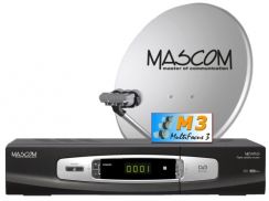 Satelitní komplet Mascom MC1101B/80M3 příjem tří družic + karta CSLINK (neomezená)