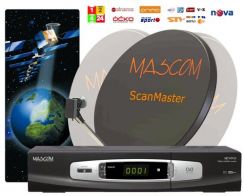 Satelitní komplet Mascom MC1101B/80SM2 s natáčením anteny motorem + karta CSLINK (neomezená)