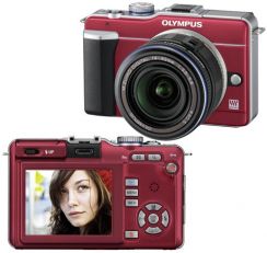 Fotoaparát zrcad. Olympus E-PL1 Kit (M1442L) červený