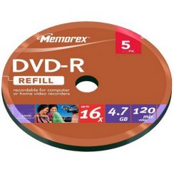 Disk DVD-R Memorex 4,7 GB 16x 5-spindl bulk