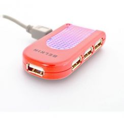 Hub usb Belkin USB 2.0 4 porty Hi-Speed - červený