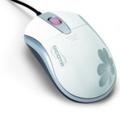 Myš Dicota Blossom - Optická USB s květinovým designem - bílá
