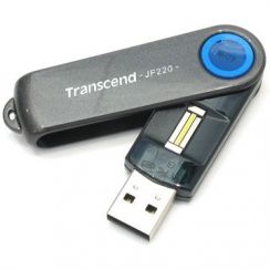 Flash USB 4GB TRANSCEND JetFlash220 Fingerprint (čtečka prstů), USB 2.0, modrý