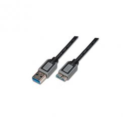 Kabel Digitus USB 3.0 A/samec na Micro B-samec, 1m, černošedý