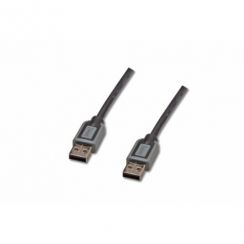 Kabel Digitus USB A/samec na A-samec, 2x stíněný, černo/šedý, 2m