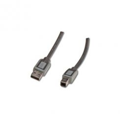 Kabel Digitus USB A/samec na B-samec,2xstíněný, 2m černo/šedý