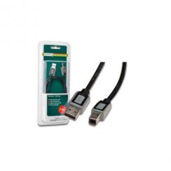 Kabel Digitus USB A/samec na B-samec,2xstíněný, 3m černo/šedý, blister