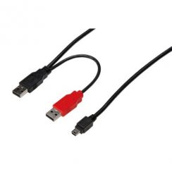 Kabel Digitus USB napájecí Y 2xUSB A na mini USB B, 1m