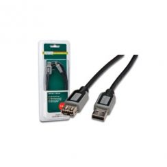Kabel Digitus USB prodlužovací A-A, 2xstíněný 3m, černošedý, blister