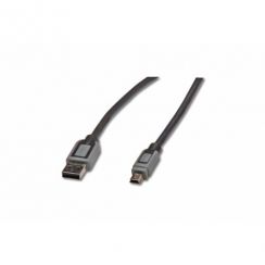 Kabel Digitus USB USB A samec na B-mini 5pin samec, 1m,černošedý
