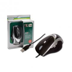 Myš Digitus, laser 1600dpi, USB, 7 tlačítek, černostříbrná, opryžovaná