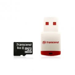 Paměťová karta TRANSCEND 8GB microSDHC (Class 6) with USB Card Reader ,  memory card