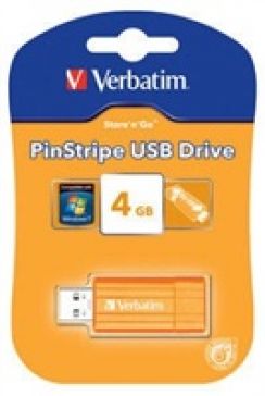 USB Flash VERBATIM Store 'n' Go PinStripe 4GB - Sopečně oranžová