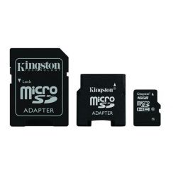 Paměťová karta micro SD Kingston 16GB HC Class 10 w/2 Adapters