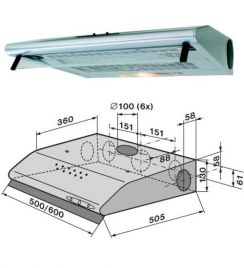 Odsavač par Mora OP 5701.0171 stříbrný (60cm)