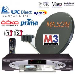 Satelitní komplet Mascom MC 1110Cr-CI + parabola 80cm ocel + 3xLNB + DiSEqc přepínač