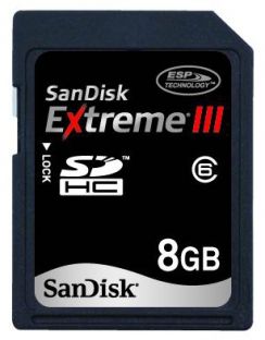 Paměťová karta SDHC Sandisk Extreme III  8GB, 30MB/s