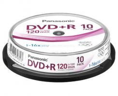 Disk DVD+R Panasonic LM-PS120NE10, 16 rych., 120 min., 4,7GB, 10ks spindl