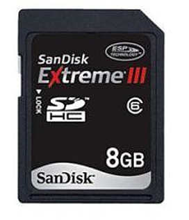 Paměťová karta SD Sandisk Extreme III 8GB, 20MB/s