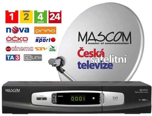 Satelitní komplet Mascom MC1101B/60 příjem jedné družice + karta CSLINK (roční)