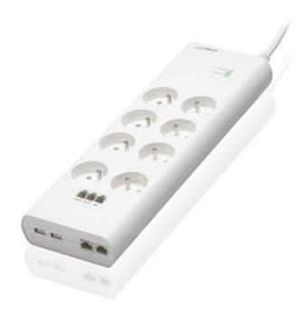 Přepěťová ochrana Belkin 230V, 8-zásuvek, tel/2xUSB/RJ45, 2m