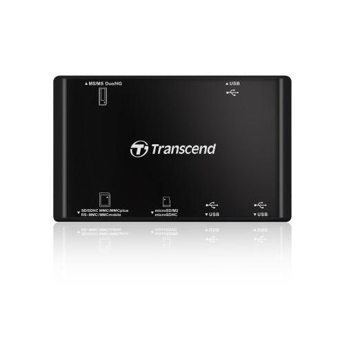 Čtečka karet TRANSCEND, černá - 3xUSB,SD,SDHC,microSD, microSDHC,