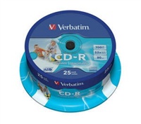 Disk CD-R (25-pack) VERBATIM Spindle/Printable/52x/700MB/DLP