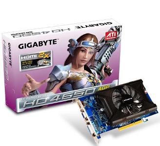 VGA GIGABYTE HD4650 1GB (128) aktiv DVI HDMI DDR2 AGP