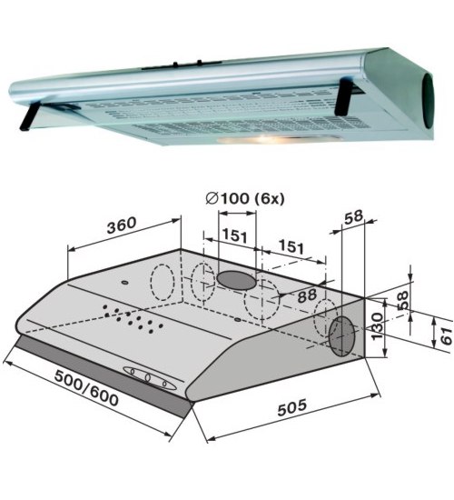 Odsavač par Mora OP 5701.0171 stříbrný (60cm)