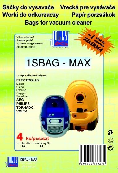 Filtr Jolly 1 SBAG MAX (4+1+1ks) do vysav. PHILIPS, ELECTROLUX, TORNADO, VOLTA