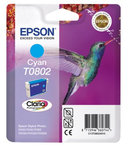 Cartridge EPSON (C13T08024010), modrá, pro Stylus Photo R265/285/360,RX560/585/685