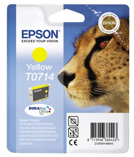 Cartridge EPSON (C13T07144010), žlutá, pro D78/DX4000/4050/5000/5050/6000/50/7000F bez ochrany