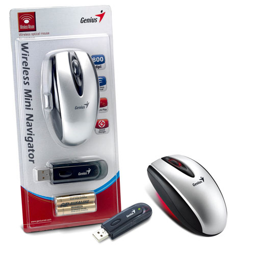 Myš Genius Wireless Mini Navigator, USB, stříbrná