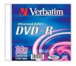 Disk DVD-R Verbatim 4,7GB 16x Silver slim, 1ks