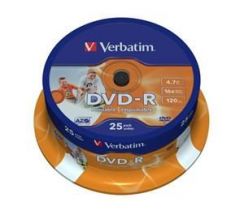 Disk DVD-R Verbatim 4,7GB 16x Printable 25-cake