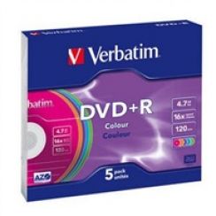 Disk DVD+R Verbatim 4,7GB 16x Colour slimbox, 1ks
