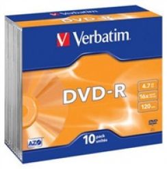 Disk DVD-R Verbatim 4,7GB 16x Silver, slim, 1ks