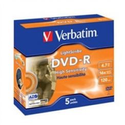 Disk DVD-R Verbatim 4,7GB 16x LightScribe jewel, 1ks