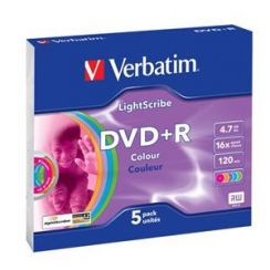 Disk DVD+R Verbatim 4,7GB 16x LightScribe Colour, slim, 1 ks