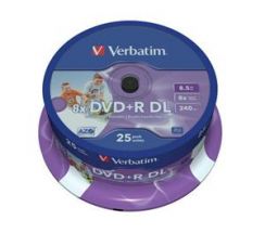 Disk DVD+R Verbatim 8,5GB 8x Double Layer Printable 25-cake